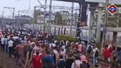 Watch: Mumbaikars Take To Railway Tracks As Local Train Service Fails