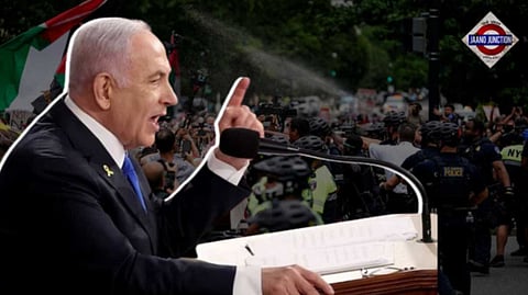 Pro-Gaza protesters clash with cops outside US Capitol during Netanyahu's speech