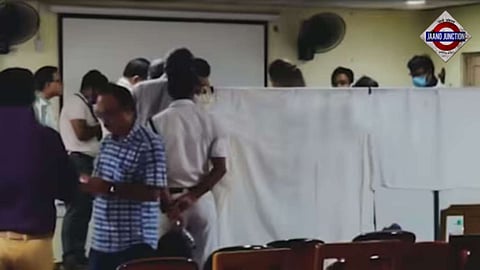 Visual of the RG Kar Hospital seminar hall where the trainee doctor was raped and murdered on August 9.