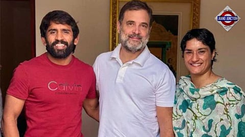 Rahul Gandhi meets Vinesh Phogat and Bajrang Punia