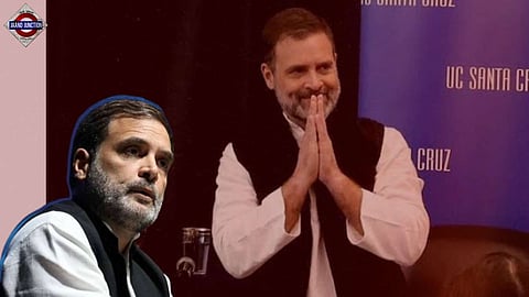 Congress MP Rahul Gandhi addresses the Indian community in Dallas, Texas.