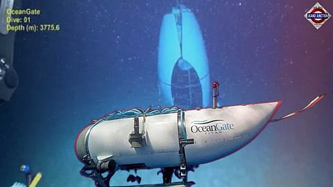 An image of a portion of the Titan submersible on the ocean floor.