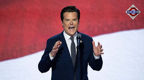 Rep. Matt Gaetz, R-Fla., speaks at the Republican National Convention in Milwaukee on July 17.