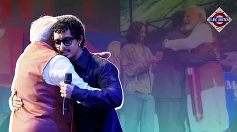 PM hugs rapper Hanumankind, Khalasi fame Aditya Gadhvi at 'Modi and US' event