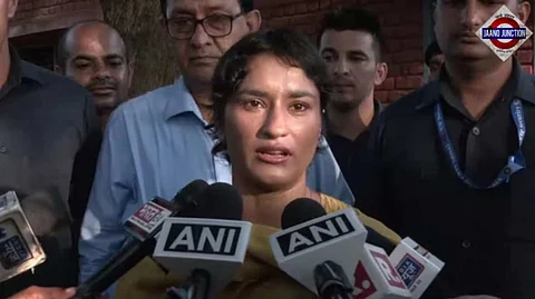 Vinesh Phogat cast her vote at a polling station in Charkhi Dadri in Haryana.