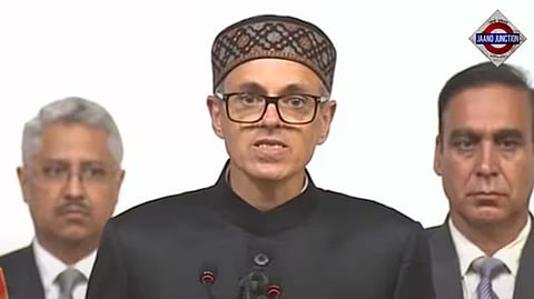 National Conference leader Omar Abdullah takes oath as the Jammu and Kashmir Chief Minister in Srinagar on Wednesday.