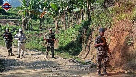 Security forces conducting a search operation in Manipur.
