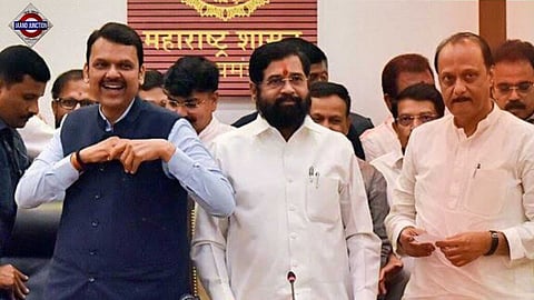 Top Mahayuti leaders Devendra Fadnavis, Eknath Shinde and Ajit Pawar.