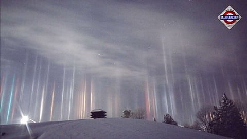 Mysterious pillars of light falling from the sky captured on camera