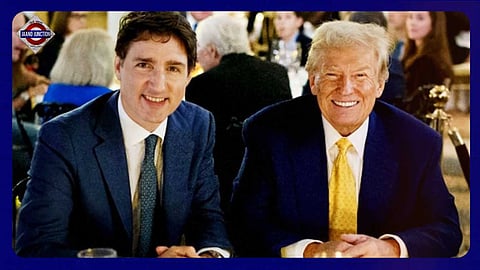 Canadian Prime Minister Justin Trudeau and US President-elect Donald Trump at the Mar-a-Lago residence in Florida on Saturday.