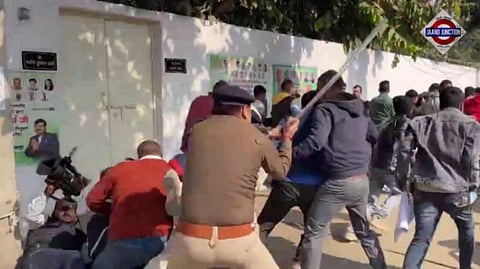 Protest against normalization outside the BPSC office in Patna, police lathicharged