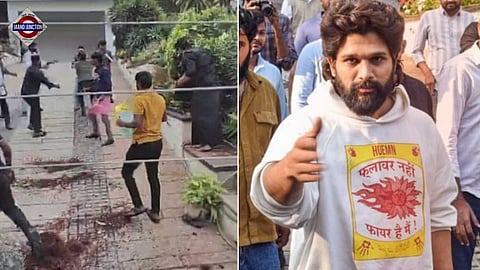 Severa members of the Osmania University stormed into the house of actor Allu Arjun in Hyderabad.