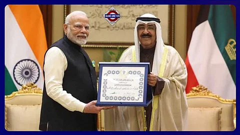 PM Modi receives Mubarak Al-Kabeer Order, Kuwait's highest honour.