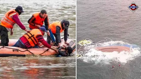 Tourist boat capsizes off Calangute beach in North Goa.