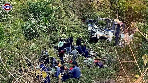 Bus falls into gorge near Uttarakhand's Bhimtal.