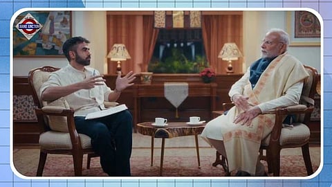 Prime Minister Narendra Modi with Nikhil Kamath during a podcast.