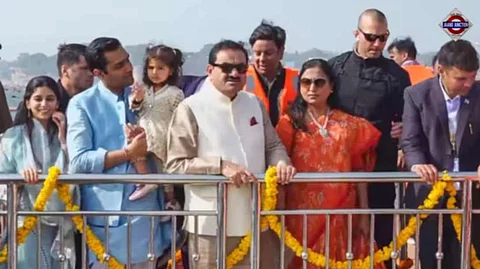 Adani Group Chairman Gautam Adani at Sangam during the Maha Kumbh Mela 2025, in Prayagraj, Uttar Pradesh on Tuesday