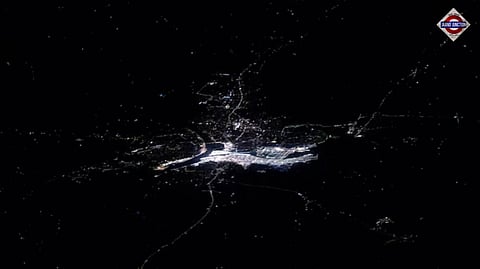 Maha Kumbh mela in Prayagraj seen from space.