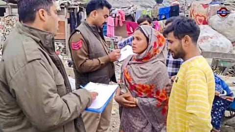 Delhi Police personnel during a campaign to identify Bangladeshi and Rohingya immigrants residing without valid documentation.