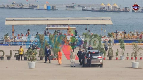 PM Modi arrives in Prayagraj, to take holy dip at Maha Kumbh shortly