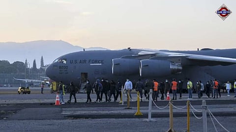 US military plane carrying 112 illegal Indian immigrants lands in Amritsar.
