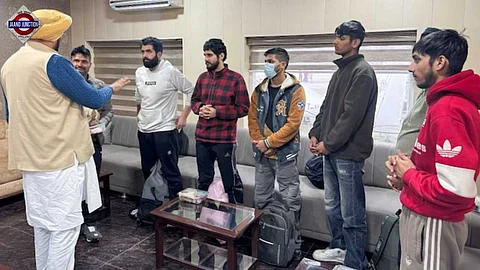104 deportees arrive in Amritsar on a US military aircraft.
