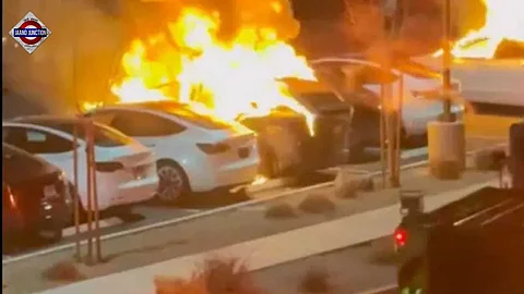 Tesla cars on fire in Las Vegas