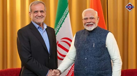 Indian Prime Minister Narendra Modi with Iranian President Masoud Pezeshkian.