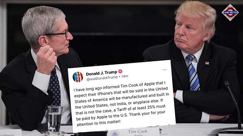 Donald Trump warns Apple of 25% tariff if iPhones are made in 'India or anyplace else'