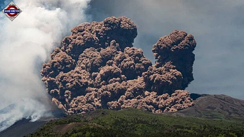 Volcanic steam rises from Mount Etna