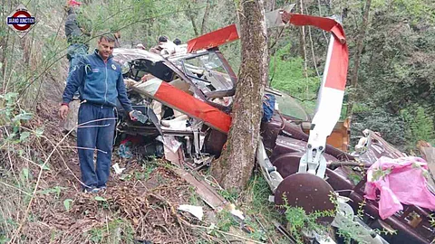 Helicopter was flying to Guptkashi from Kedarnath in Uttarakhand.