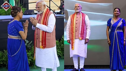 PM Modi with Trinidad and Tobago Prime Minister Kamla Persad-Bissessar.