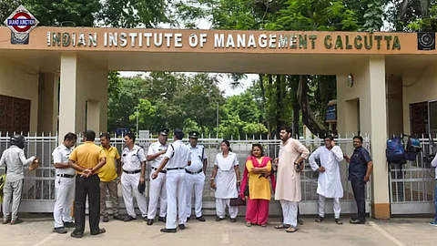 Cops deployed outside IIM Calcutta after a woman was allegedly raped inside the boys' hostel.