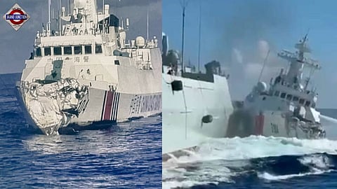 The collision happened while the Philippine Coast Guard was escorting boats delivering aid to local fishermen in the area.