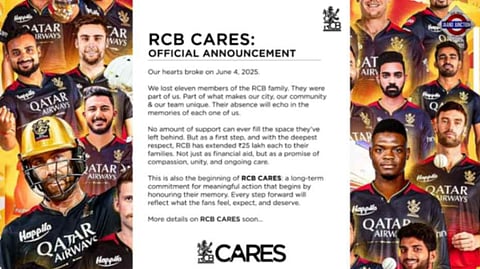 RCB announce Rs 25 lakh aid for Bengaluru stampede victims' families