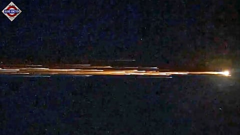 A meteor seen breaking apart over India