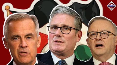 Canadian Prime Minister Mark Carney, Australian Prime Minister Anthony Albanese, and British Prime Minister Keir Starmer.