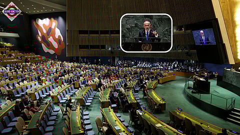 Empty chairs greet Netanyahu at UN.