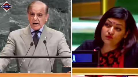 Pakistan PM Shehbaz Sharif and Indian diplomat Petal Gahlot.