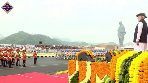 PM Modi paid floral tribute to Sardar Patel at the Statue of Unity on 'Rashtriya Ekta Diwas'.