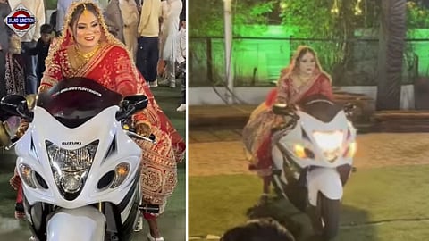 Bhopal bride makes grand entrance riding a Suzuki Hayabusa