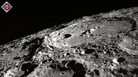 Moon surface is riddled with craters.