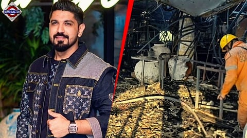 Charred remains at the nightclub where a fire broke out due to a cylinder blast in North Goa.