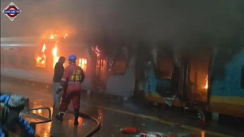 The fire incident happened near Andhra's Elamanchili railway station.