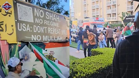 The incident unfolded outside the Wilshire Federal Building, where a large rally had been organised in support of ongoing protests in Iran.