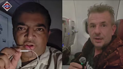 Abhishek Chaudhary (L) said the crew of Air India Flight AI2335 misbehaved with him when he asked for a non-veg meal.