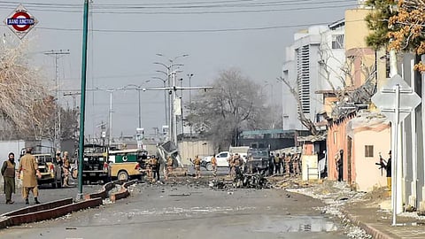 Pakistani security personnel inspect the blast site after an attack by Baloch separatists in Quetta.