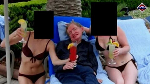 Stephen Hawking seen sandwiched between bikini women; family says caregivers