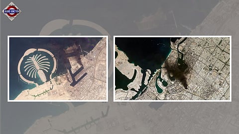 Satellite images show strikes reach Dubai as Iran’s retaliation rattles Gulf’s safest skyline.