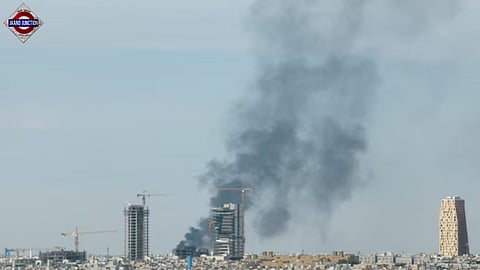 Smoke rises above the city, amid the US-Israeli conflict with Iran, in Riyadh, Saudi Arabia.